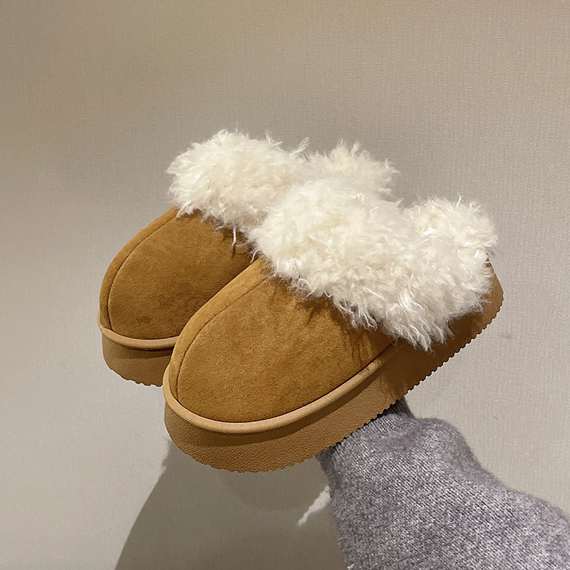 2025 Winter New Fuzzy Slippers Women's Cotton Shoes Thick Sole - Image 3