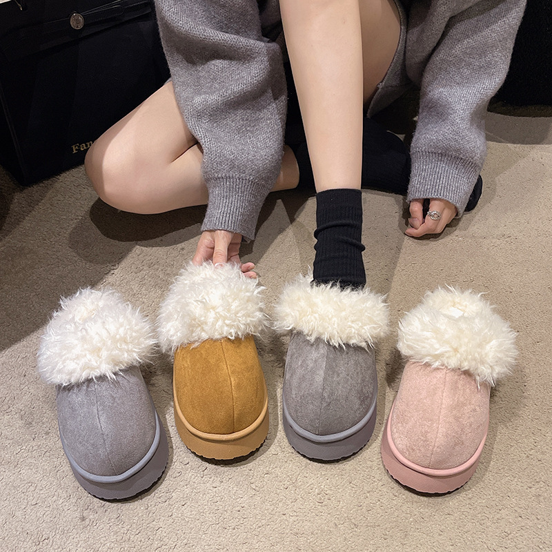 2025 Winter New Fuzzy Slippers Women's Cotton Shoes Thick Sole - Image 4