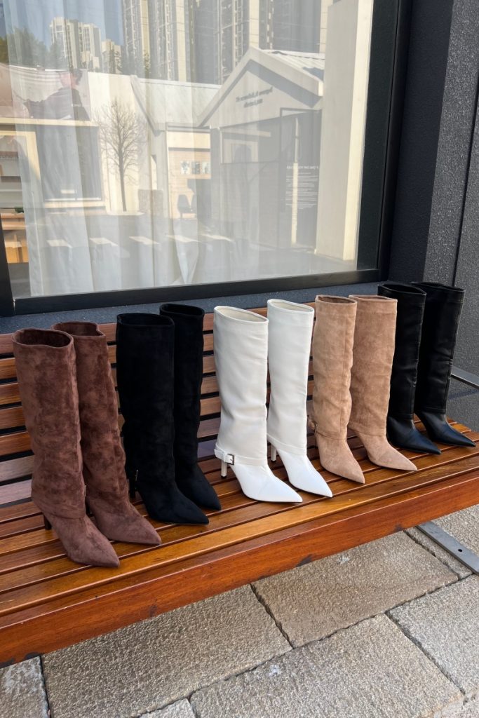 Domeir Women's Pointed Toe High Heel Over Knee Boots Winter Fashion Boots 2025