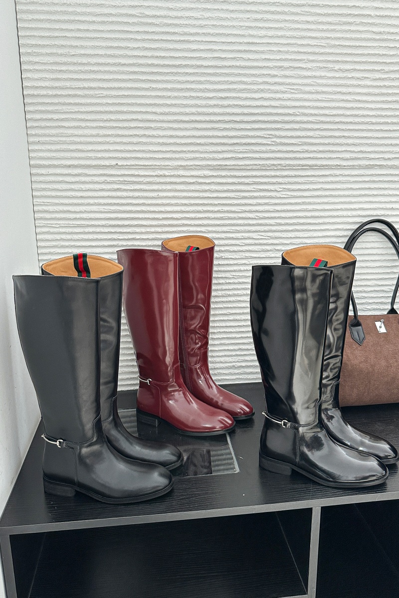 Women's Winter Minimalist Over-the-Knee Boots PU Leather Low Heel Round Toe